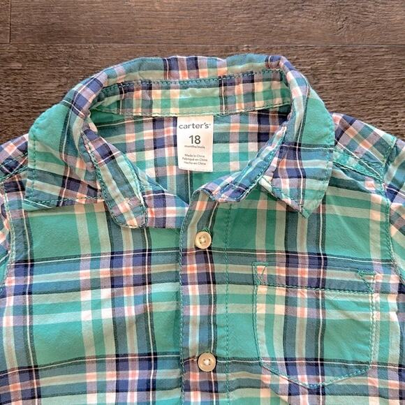 Carter’s/Osh Kosh B’gosh 18 Month BUNDLE (2) Plaid Button Down Shirts - Picture 3 of 12